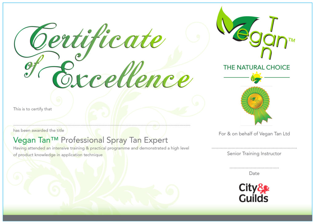 Vegan Tan certificate